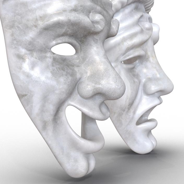 3D model Theatre Masks Set White Marble