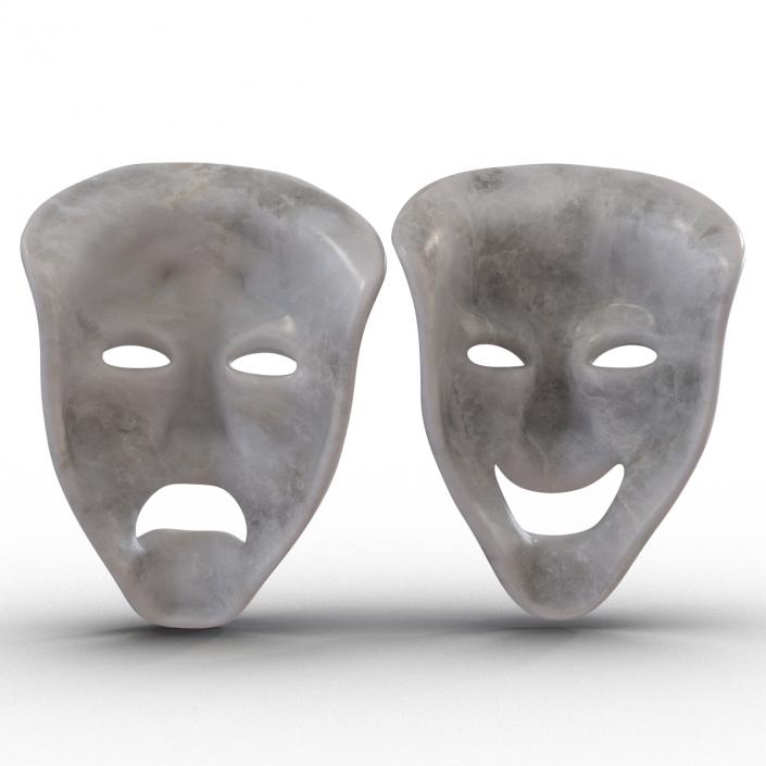 3D model Theatre Masks Set White Marble