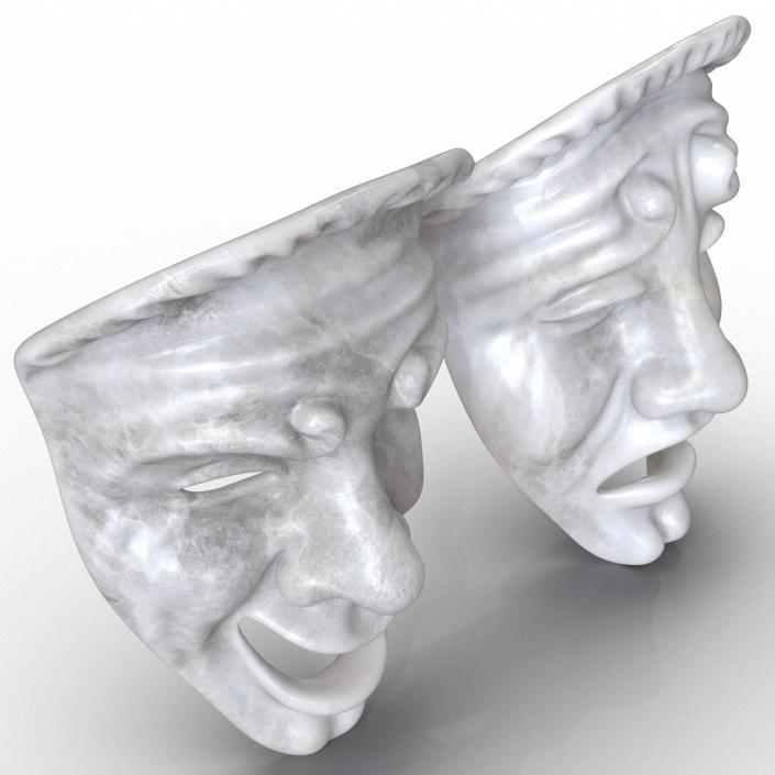 3D model Theatre Masks Set White Marble