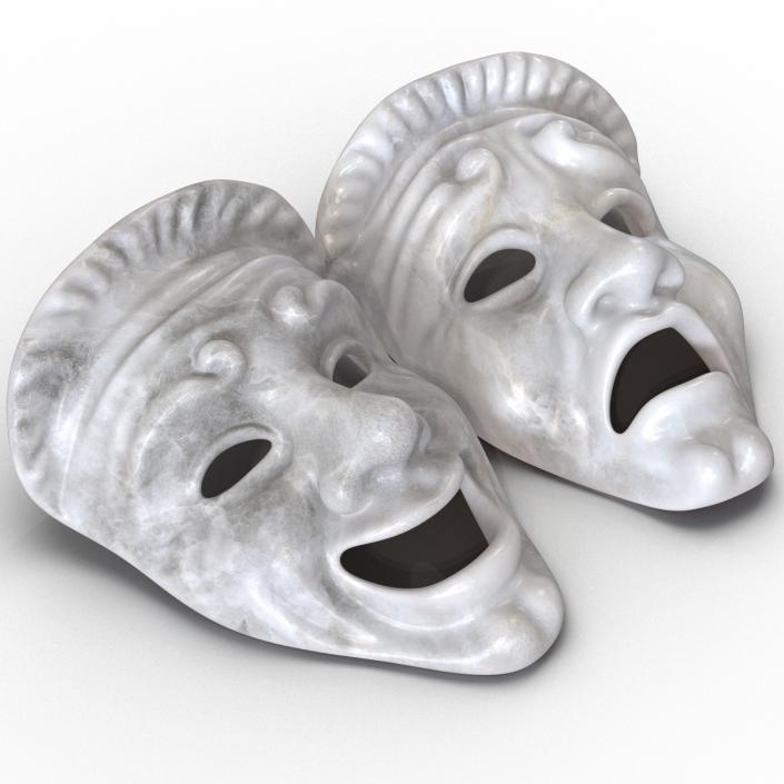 3D model Theatre Masks Set White Marble