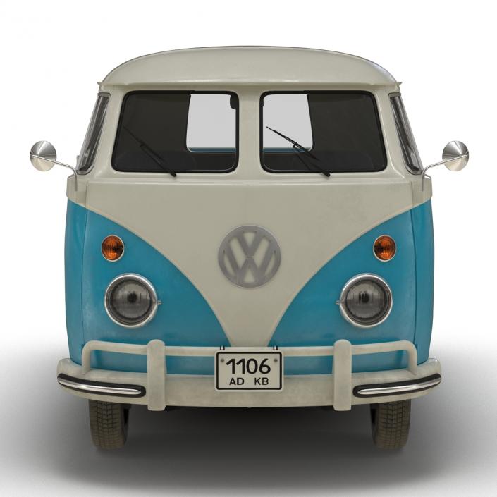 Volkswagen Type 2 Double Cab Pick Up Simple Interior Blue 2 3D model