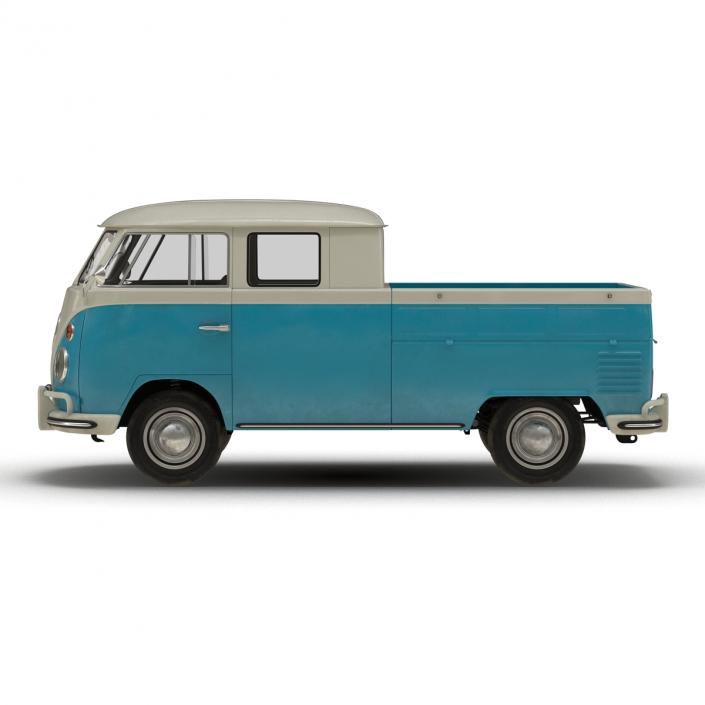 Volkswagen Type 2 Double Cab Pick Up Simple Interior Blue 2 3D model