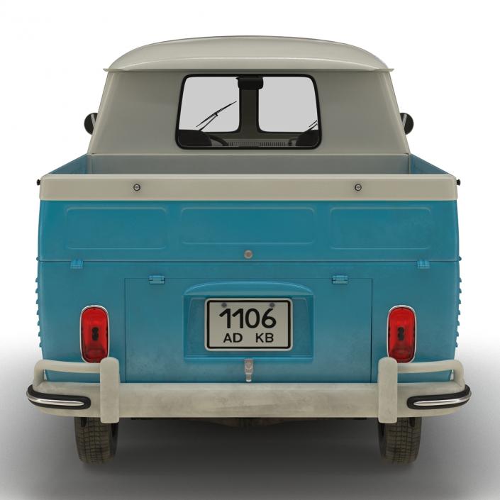 Volkswagen Type 2 Double Cab Pick Up Simple Interior Blue 2 3D model