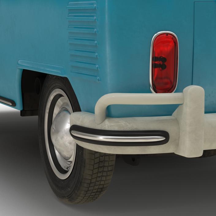 Volkswagen Type 2 Double Cab Pick Up Simple Interior Blue 2 3D model