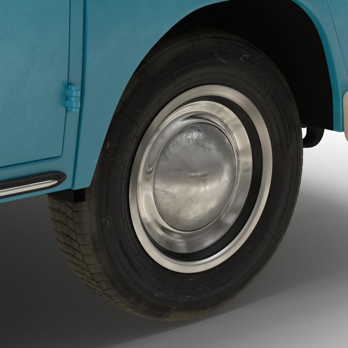 Volkswagen Type 2 Double Cab Pick Up Simple Interior Blue 2 3D model