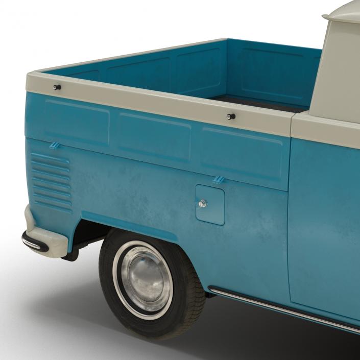 Volkswagen Type 2 Double Cab Pick Up Simple Interior Blue 2 3D model