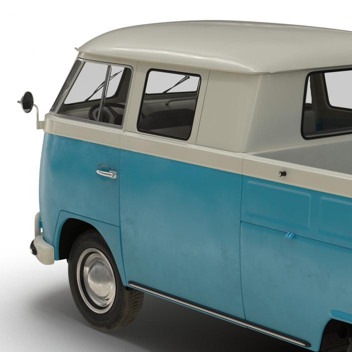 Volkswagen Type 2 Double Cab Pick Up Simple Interior Blue 2 3D model