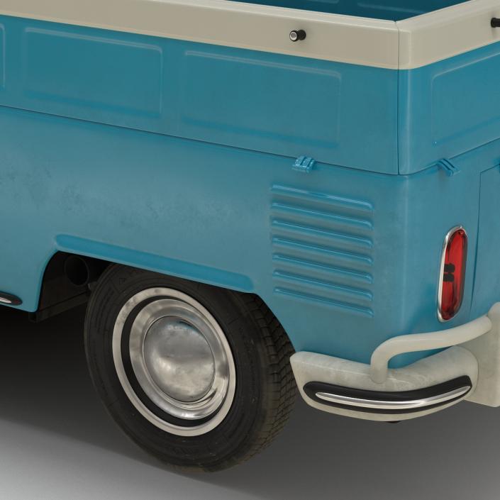 Volkswagen Type 2 Double Cab Pick Up Simple Interior Blue 2 3D model