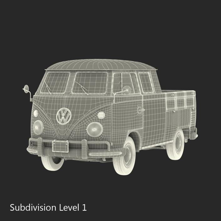 Volkswagen Type 2 Double Cab Pick Up Simple Interior Blue 2 3D model