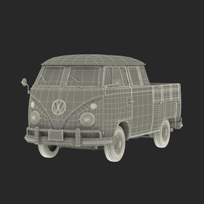 Volkswagen Type 2 Double Cab Pick Up Simple Interior Blue 2 3D model