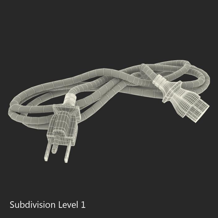 US Power Cord White 3D model