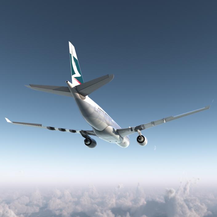 Jet Airliner Airbus A330-200 Cathay Pacfic Rigged 3D model