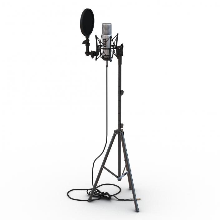 Studio Microphone and Stand 3D