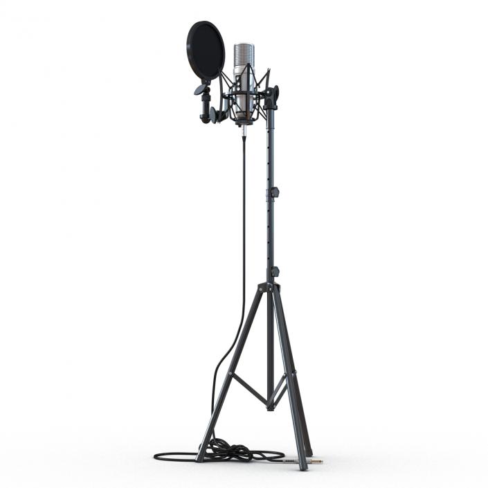 Studio Microphone and Stand 3D