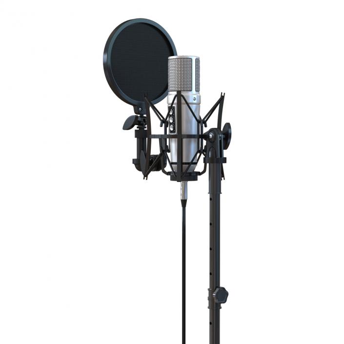 Studio Microphone and Stand 3D