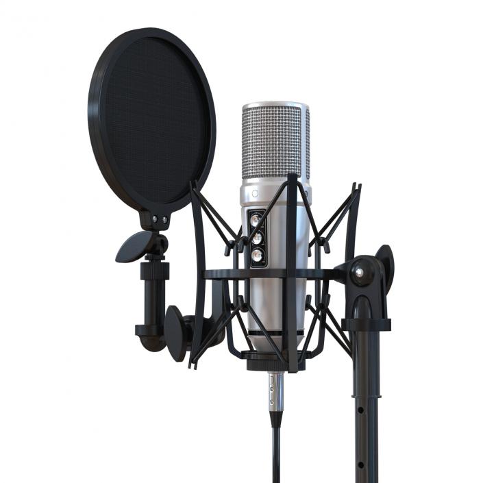 Studio Microphone and Stand 3D