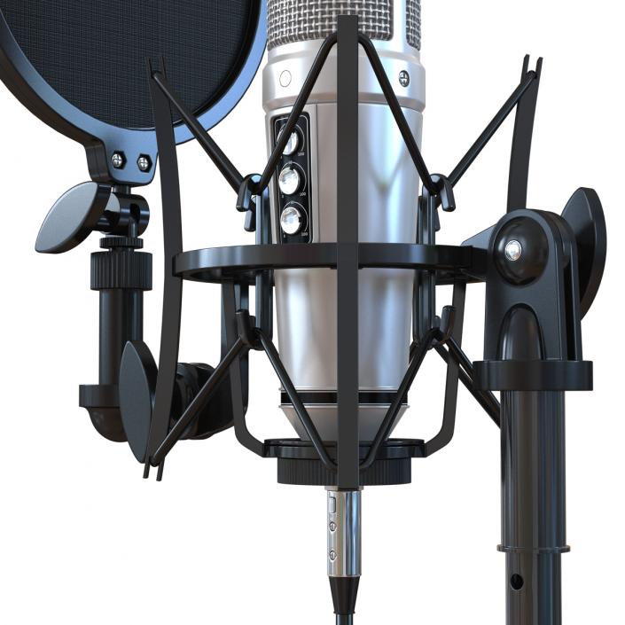 Studio Microphone and Stand 3D