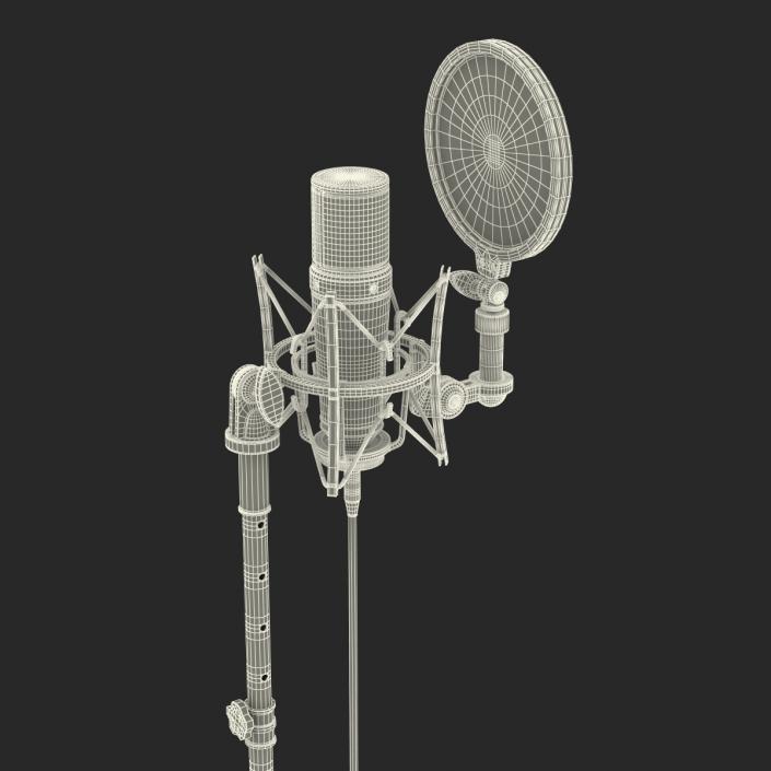 Studio Microphone and Stand 3D