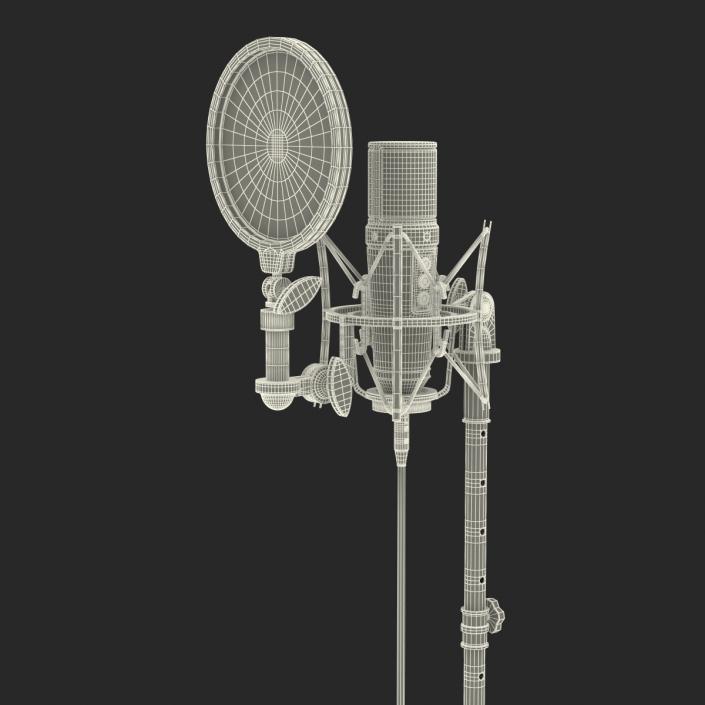 Studio Microphone and Stand 3D