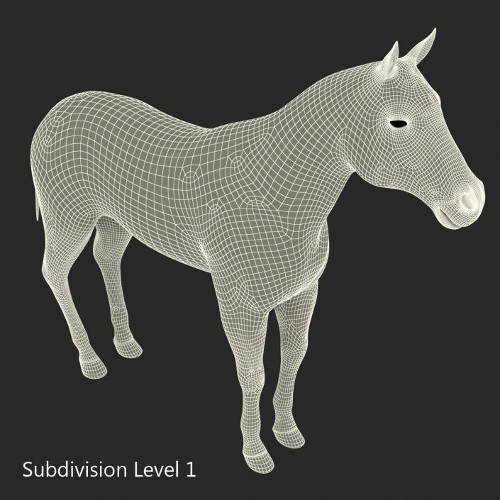 Horse with Fur 3D model