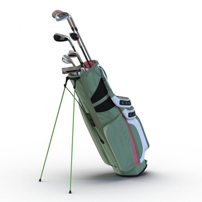 Golf Bag 4 Generic with Clubs 3D model