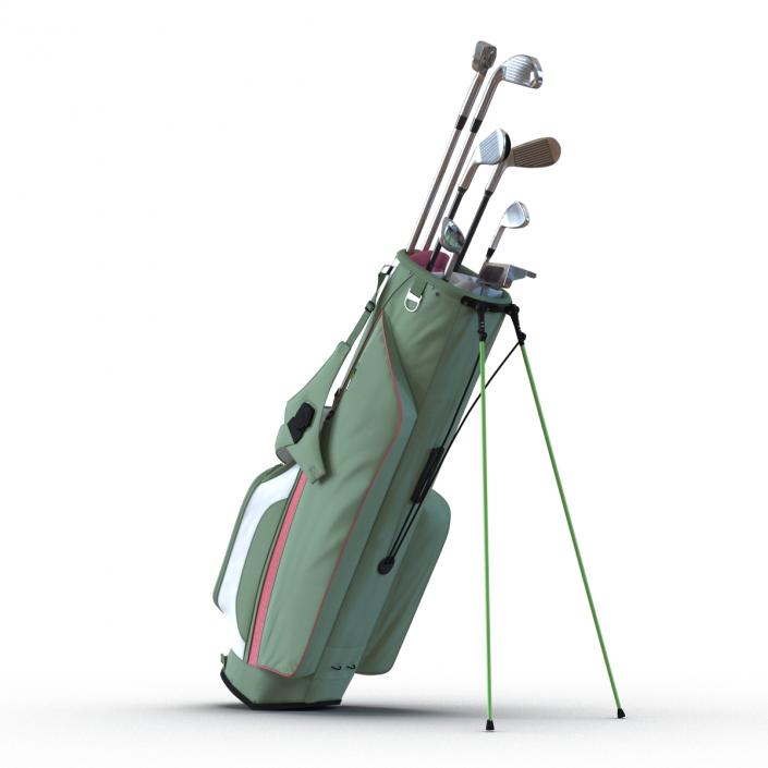 Golf Bag 4 Generic with Clubs 3D model