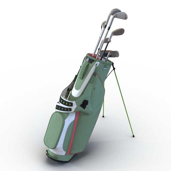 Golf Bag 4 Generic with Clubs 3D model