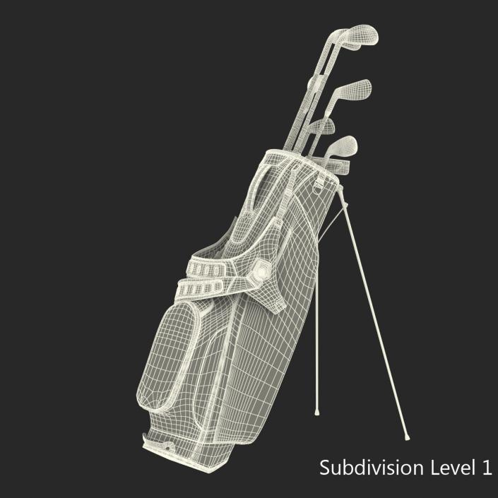 Golf Bag 4 Generic with Clubs 3D model