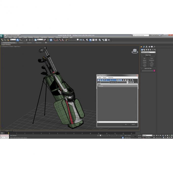 Golf Bag 4 Generic with Clubs 3D model