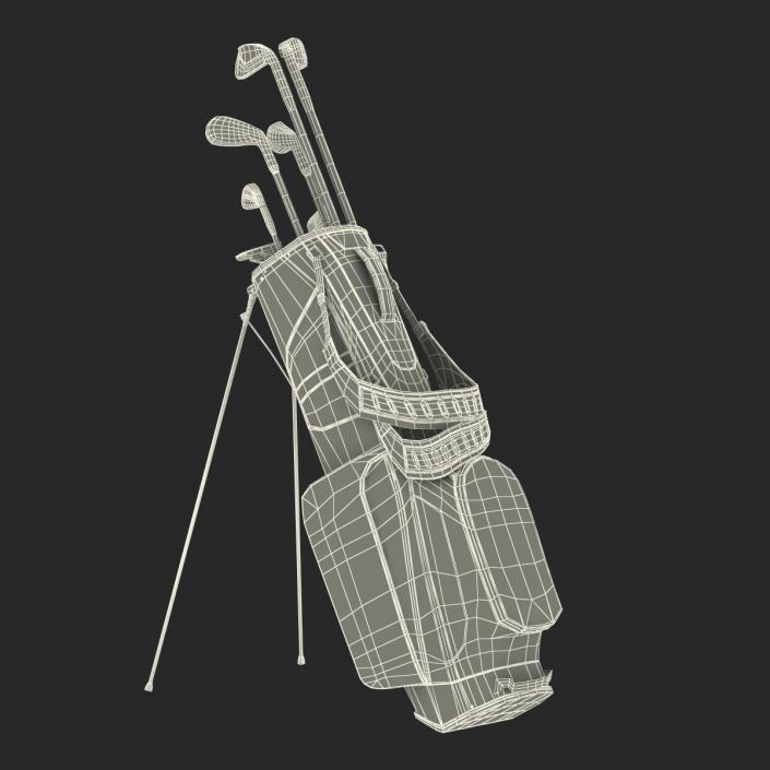 Golf Bag 4 Generic with Clubs 3D model