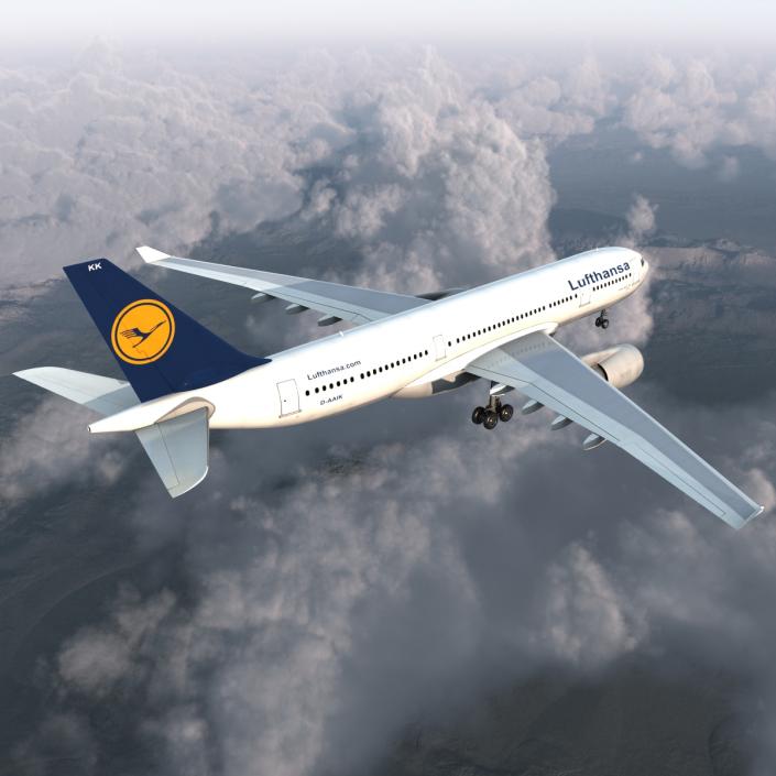 3D Jet Airliner Airbus A330-200 Lufthansa model