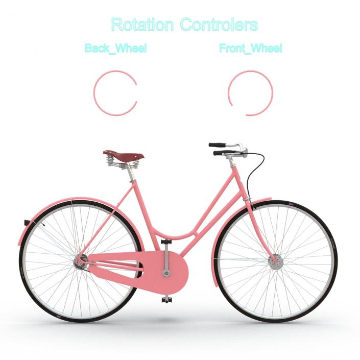 3D City Bike Pink Rigged