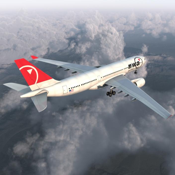 Jet Airliner Airbus A330-200 Northwest Airlines 3D