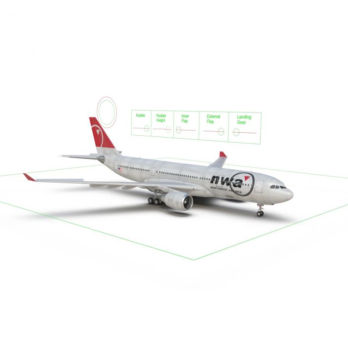 Jet Airliner Airbus A330-200 Northwest Airlines Rigged 3D model