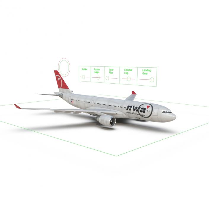 Jet Airliner Airbus A330-200 Northwest Airlines Rigged 3D model