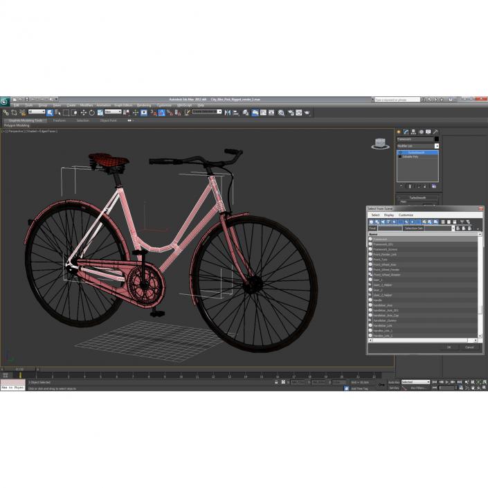 City Bike Pink 3D model