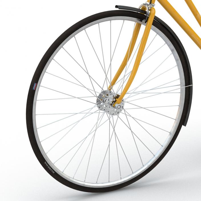 3D City Bike Yellow Rigged model