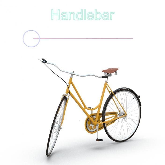 3D City Bike Yellow Rigged model