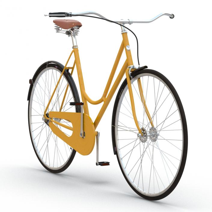 3D City Bike Yellow Rigged model