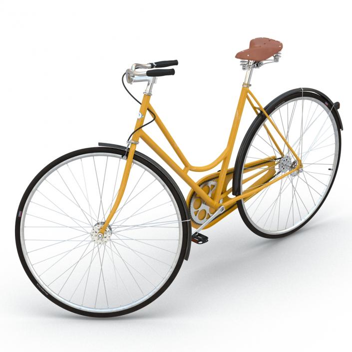 3D City Bike Yellow Rigged model