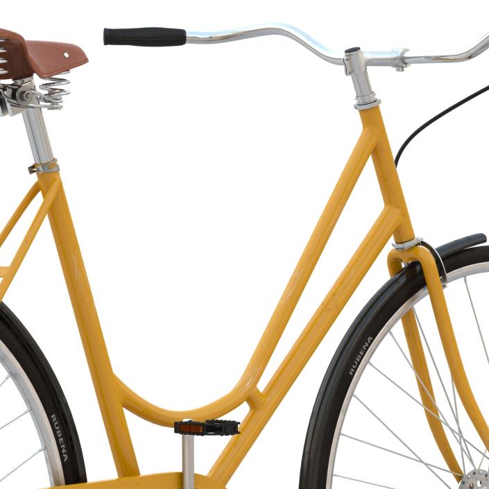 3D City Bike Yellow Rigged model