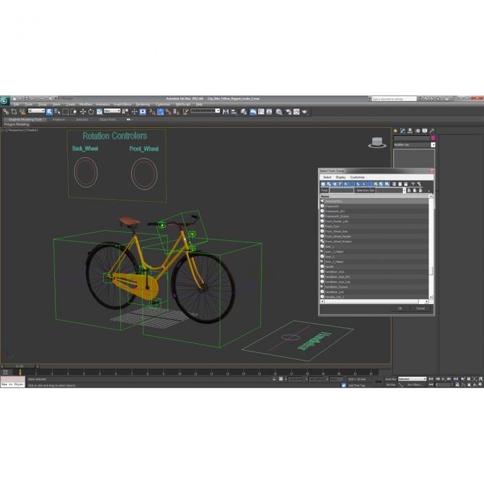 3D City Bike Yellow Rigged model