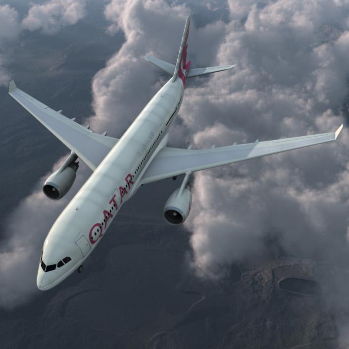 Jet Airliner Airbus A330-200 Qatar 3D model