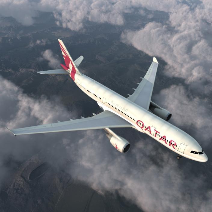 Jet Airliner Airbus A330-200 Qatar 3D model