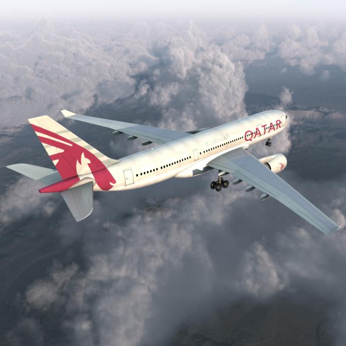 Jet Airliner Airbus A330-200 Qatar 3D model