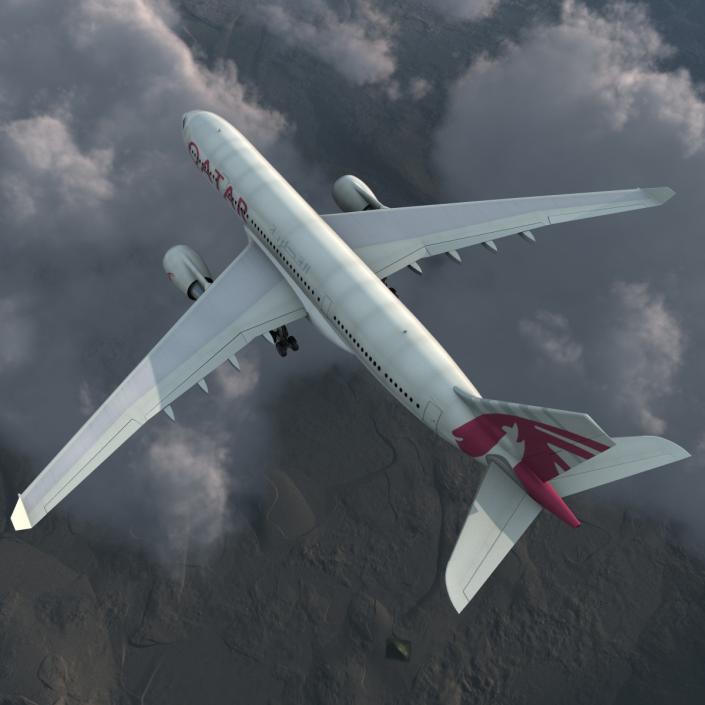 Jet Airliner Airbus A330-200 Qatar 3D model