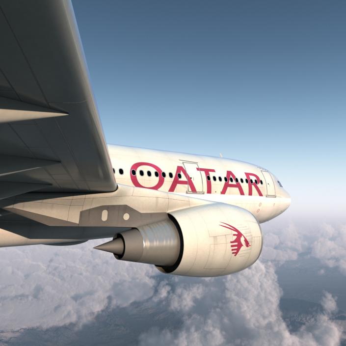 Jet Airliner Airbus A330-200 Qatar 3D model