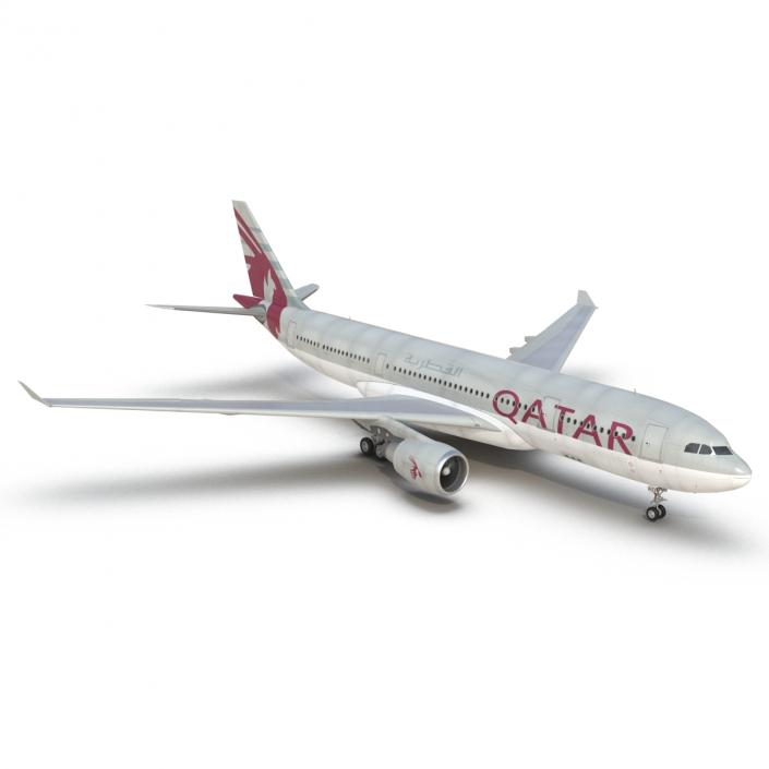 Jet Airliner Airbus A330-200 Qatar 3D model