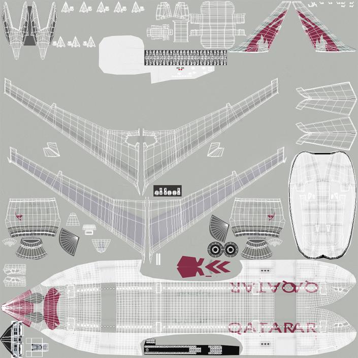 Jet Airliner Airbus A330-200 Qatar 3D model