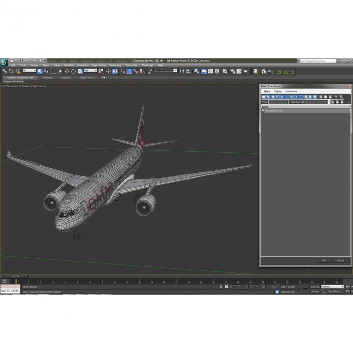 Jet Airliner Airbus A330-200 Qatar 3D model